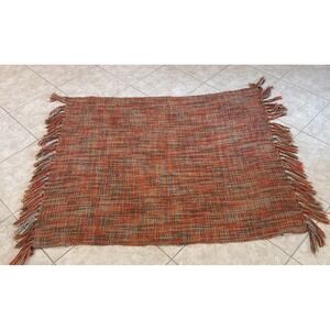Envogue Throw Blanket Rust Orange Multicolor Tassels Fringe Soft 50x58